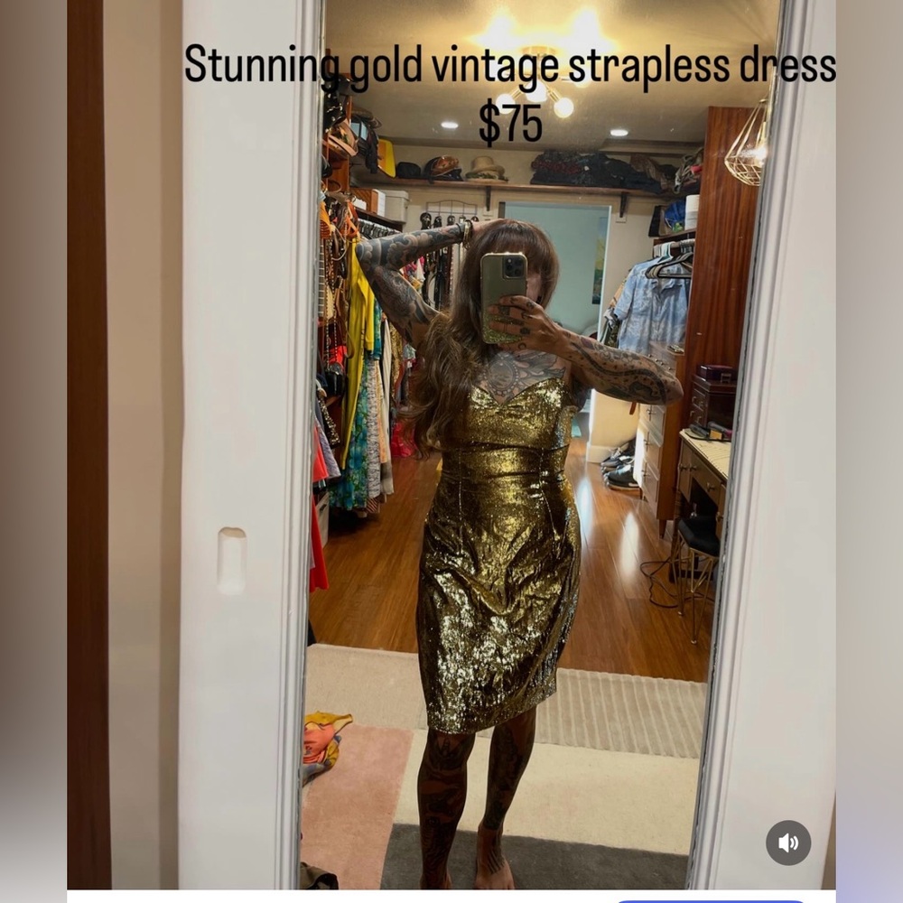 Gold Strapless Dress
